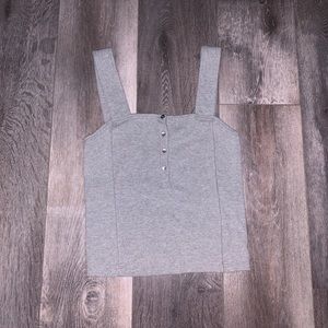 a&f cropped grey button up tank